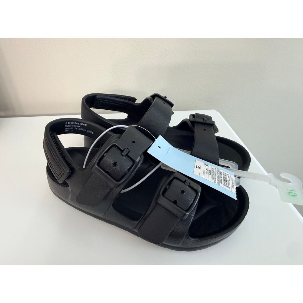 Cat & Jack Orion Sandals Toddler Boys 10‎ Black Double Strap NWT - Picture 2 of 4